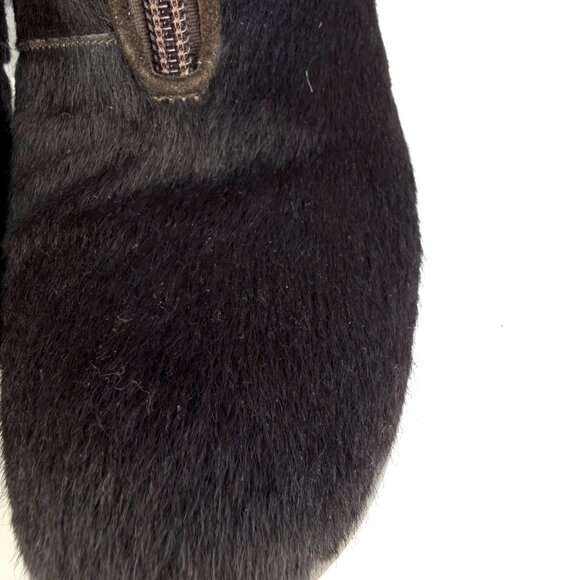 Philippe Model Black Pony Hair Leather Ankle Boots 3.5" Block Heel Made in Italy - Picture 3 of 9